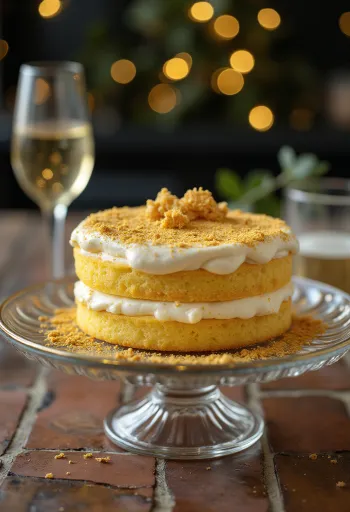 Gouden taart met elegante witte crème