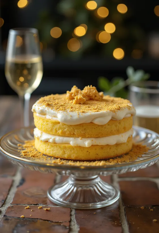 Gouden taart met elegante witte crème