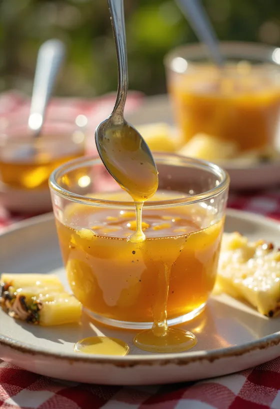 Ananas-honingglazuur geserveerd