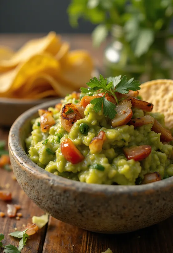 BBQ gegrilde pittige guacamole geserveerd