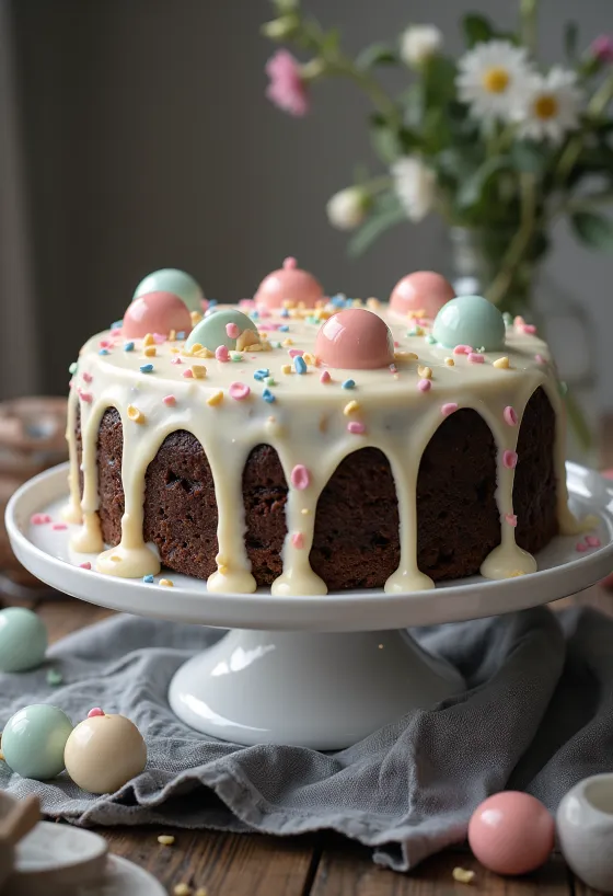 Chocolade stippentaart met witte crème