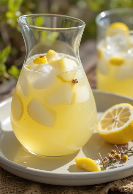 Perenlimonade geserveerd in een glas