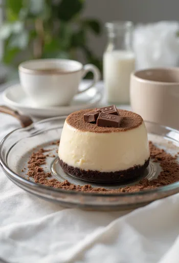 Koffie panna cotta taart in punten geserveerd