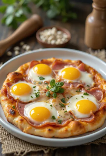 Pizza Bismark met ei en ham