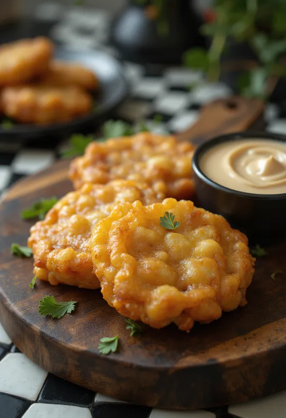 Vers bereide Sabudana Vada, knapperig en met kruidige tapiocaballetjes