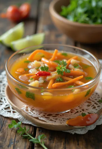 Heldere Nuoc cham saus met chili in een kom