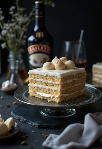 Taart met Baileys-crème geserveerd