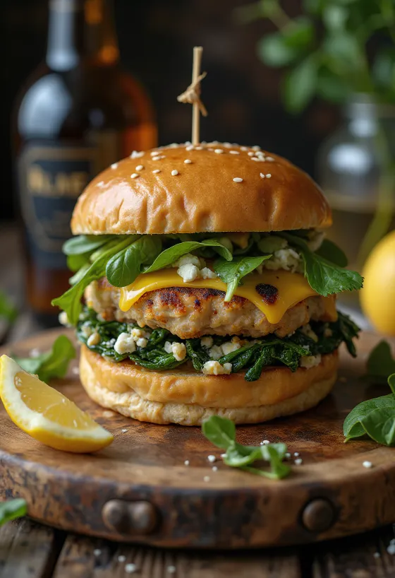 Kip-spinazie burger met gegrilde kip