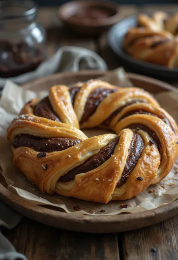 Kringle met chocoladevulling vers geserveerd