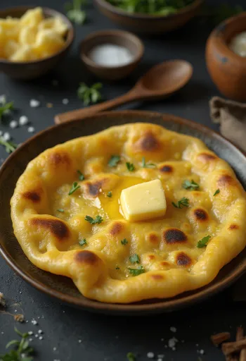 Makki ki roti met boter, geserveerd als Indisch gerecht