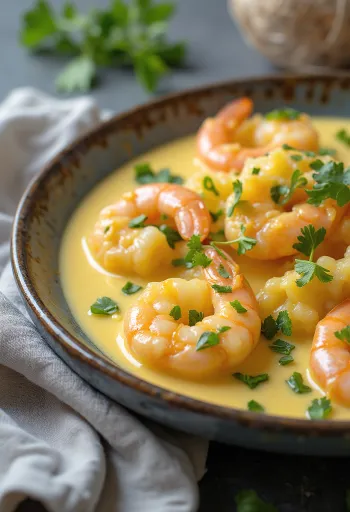 Chingri malai met kokosmelk, een rijk garnalengerecht met kokosmelk en groene chili