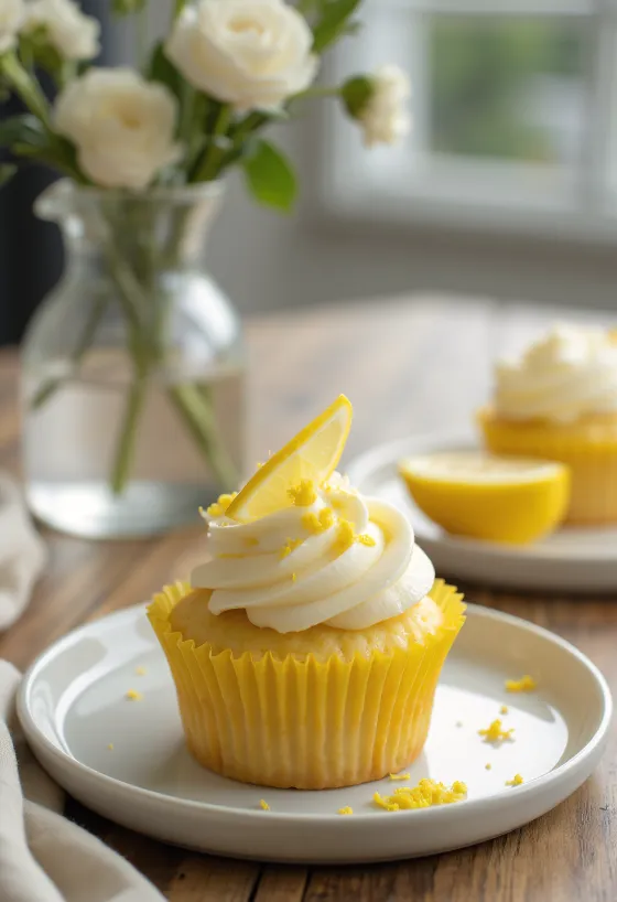 Citroencupcakes met room geserveerd