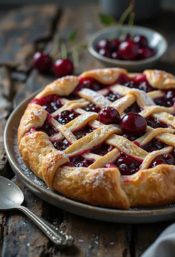 Crostata met kersenjam, goudbruin deeg en kersenjam