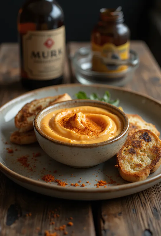Mayonaise met gerookte paprika geserveerd