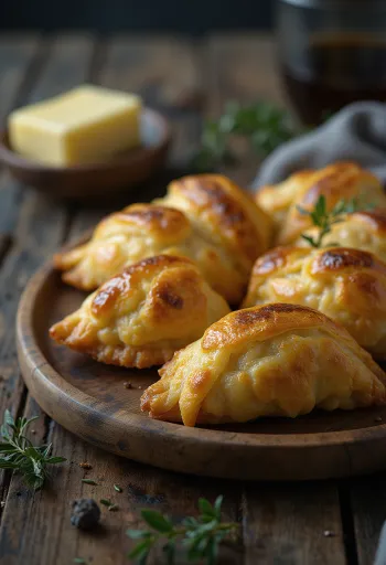 Karelische pasteitjes gevuld met gortepap, met roggemeeldeeg, vers gebakken geserveerd