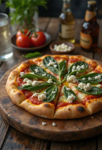 Pizza ai Caprini met geitenkaas en spinazie
