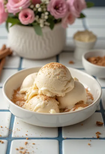 Romig kaneel-roomlikeurijs geserveerd