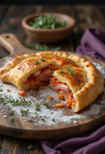 Versgebakken Calzone met Oregano en Ham