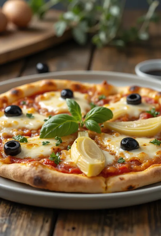 Pizza ai Carciofi e Olive met artisjok en olijven