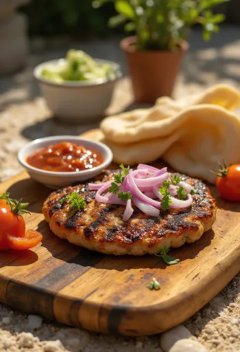 Pljeskavica, Servische vleesburger met ajvar en gebakken aardappelen