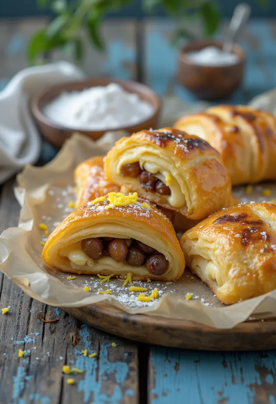BBQ gegrilde strudel met kwark geserveerd