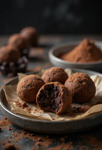 Chocoladetruffels geserveerd op een schaal