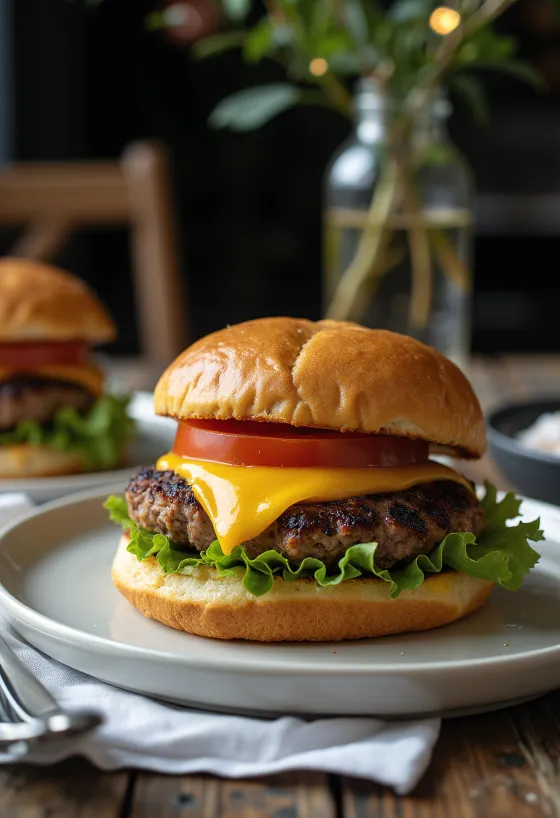 Eendenburger met kaas en groenten