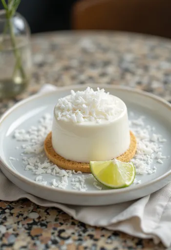 Kokos panna cotta taart elegant geserveerd