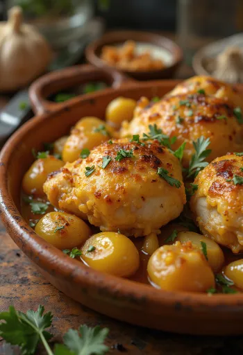 Pollo al Ajillo, Spaanse knoflookkip geserveerd met witte wijnsaus