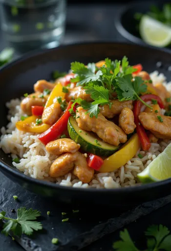 Thaise kip geserveerd met groenterijst