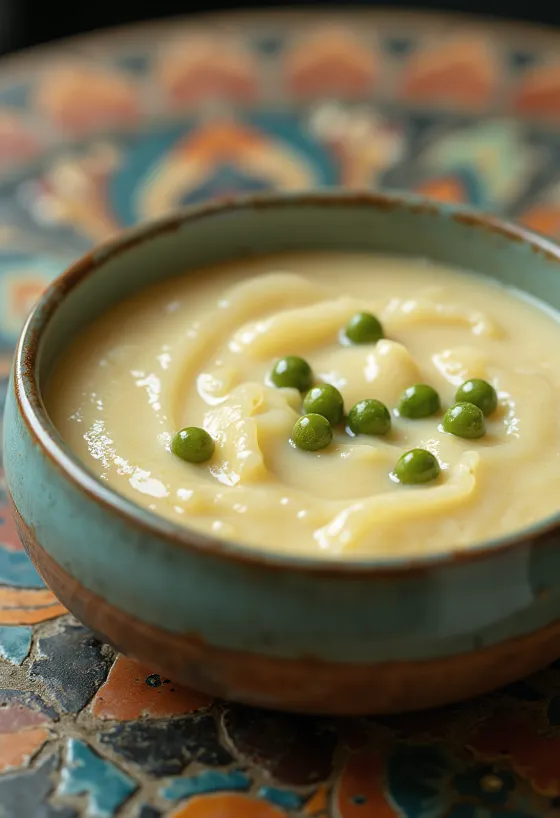 Groene pepersaus met witte wijn geserveerd