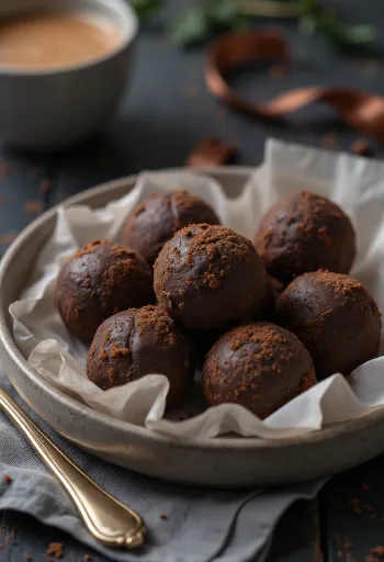 Chocoladetruffels op een bord