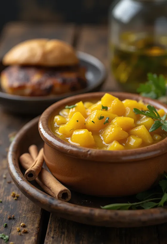 Kaneel-mango-gemberchutney in een weckpot