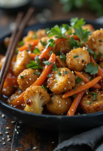 Bloemkoolwok met tofu en knoflook
