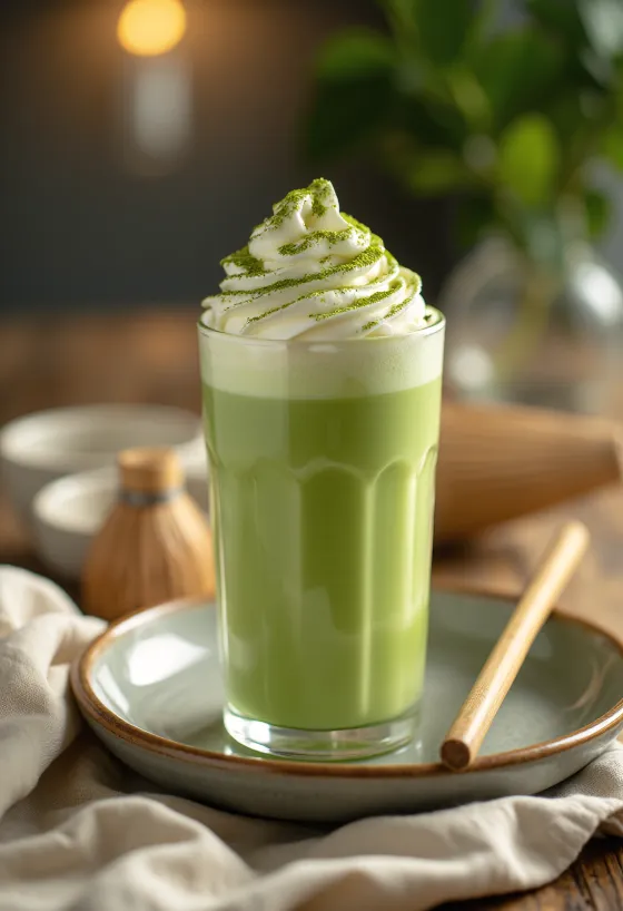 Vers geserveerde Matcha frappé