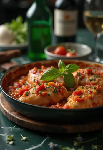 Pollo alla Cacciatora geserveerd met vers brood