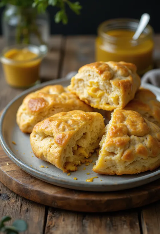 Scones met Beierse mosterd geserveerd
