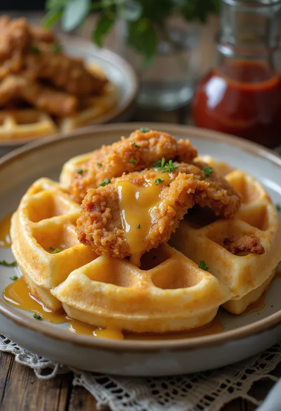 Kipwafels geserveerd