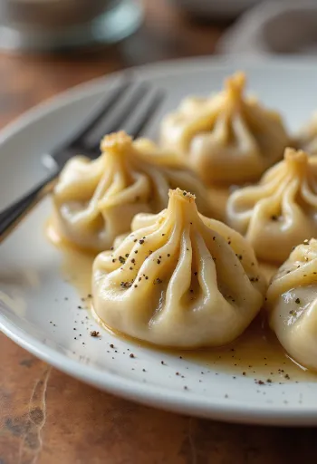 Khinkali gehaktballetjes geserveerd