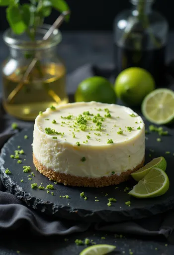 Limoen-munt cheesecake in punten geserveerd