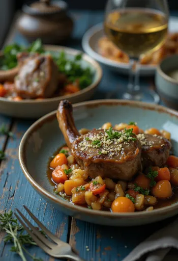 Ossobuco kalfsschenkel geserveerd met gremolata