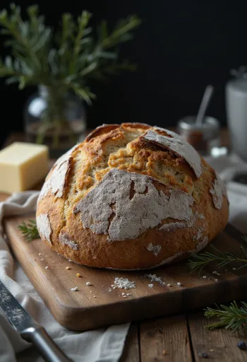 Ruislimppu vormig klassiek Fins roggebrood, met donkerbruine, bebloemde korst