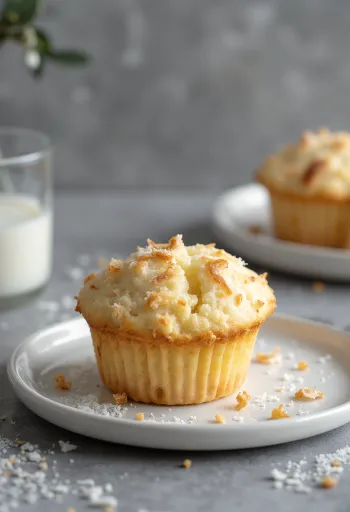 Kokosmuffins geserveerd op een bord