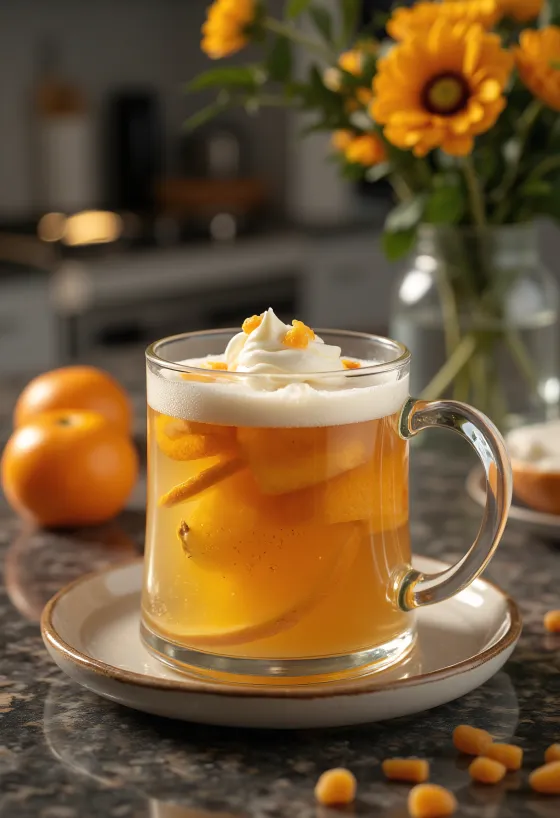 Munt-citrus cider geserveerd in een glas
