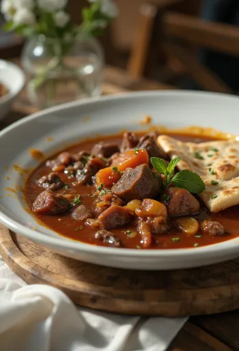 Aiwaj Iraaks rundvlees met tomaat geserveerd