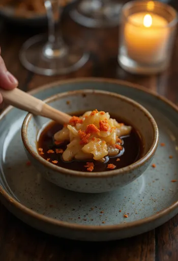 Aziatische gemberlak geserveerd