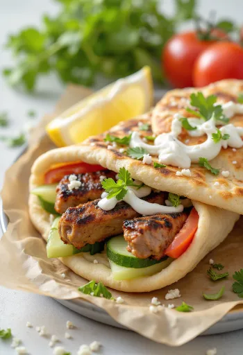 Kebab in pita geserveerd