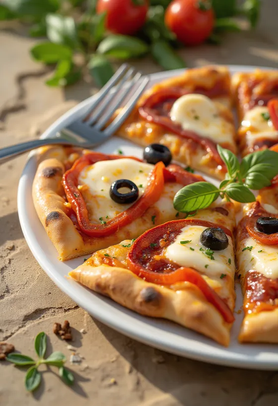 Pizza Española met chorizo, rode paprika en olijven
