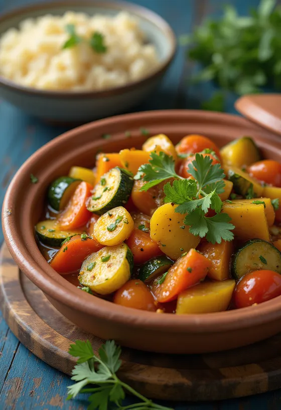 Klassieke tagine met groenten, kruiden en koriander