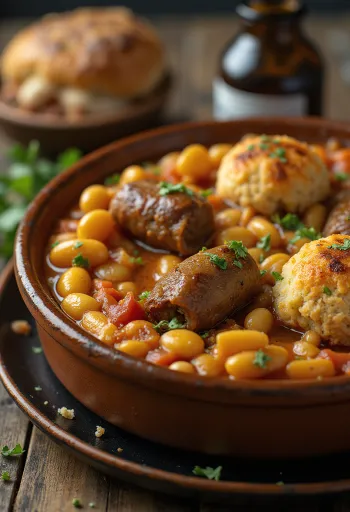 Cassoulet met lamsvlees, bonenschotel met worst